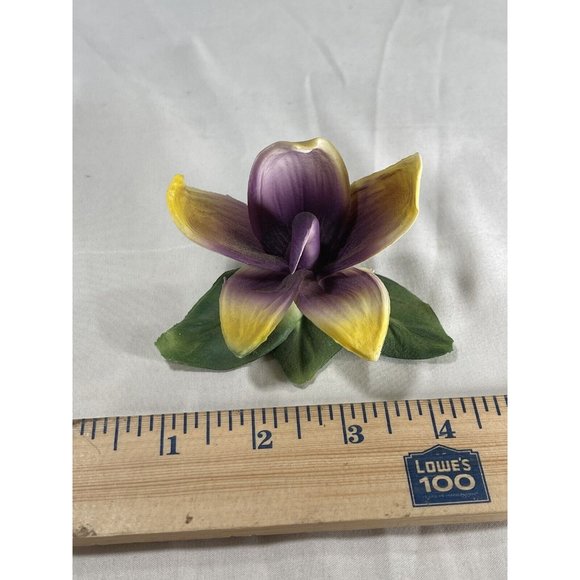 Vintage Capodimonte Porcelain Day lily Flower Purple & Yellow Chipped See Photos - Picture 1 of 8